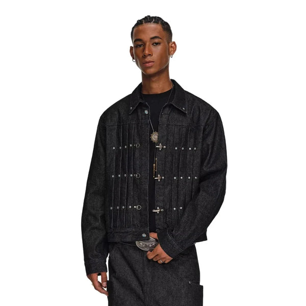Y2K Rivet Clasp Raw Denim Jacket