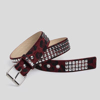 Rivet Inlay Animal Print Faux Leather Belt — vista completa
