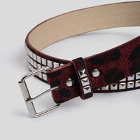 Rivet Inlay Animal Print Faux Leather Belt — vista frontale