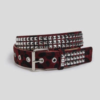 Rivet Inlay Animal Print Faux Leather Belt — vista frontale