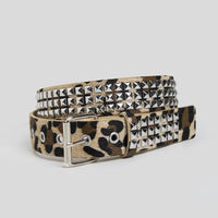 Rivet Inlay Animal Print Faux Leather Belt — vista posteriore