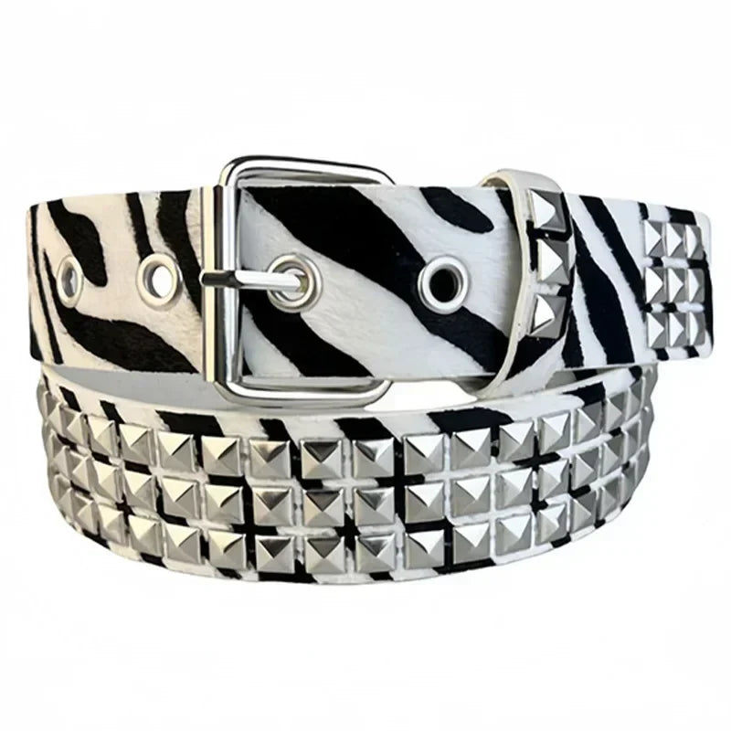 Rivet Inlay Animal Print Faux Leather Belt — dettaglio