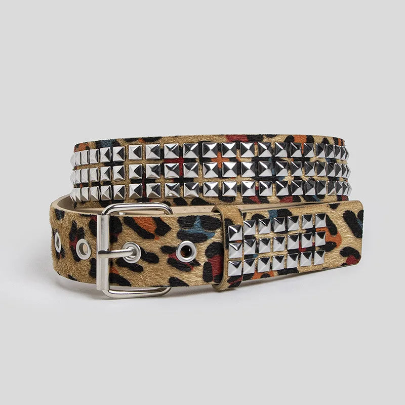 Rivet Inlay Animal Print Faux Leather Belt — dettaglio della stampa