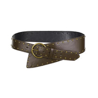 Rivet Irregular Wide Faux Leather Body Belt — vista frontale