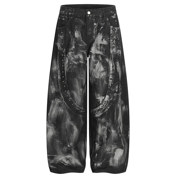 Rivet Patchwork Painter Baggy Jeans — vista frontale
