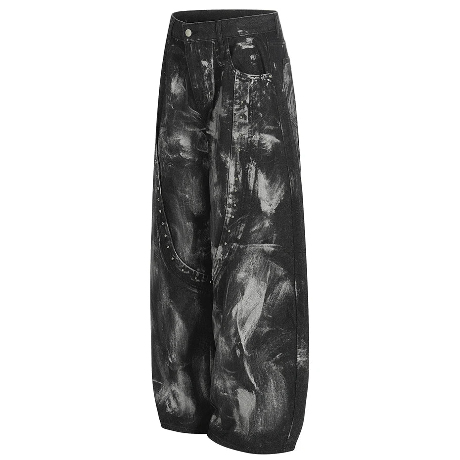Rivet Patchwork Painter Baggy Jeans — vista posteriore