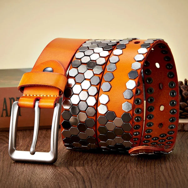Rivet Studded Hexagonal Belt — vista frontale
