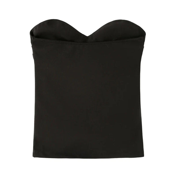 Ruched Backless Bandeau Tube Top — vista frontale