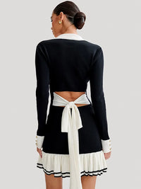 Ruffled Bow Knit Mini Dress — vista laterale