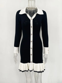 Ruffled Bow Knit Mini Dress — dettaglio del tessuto