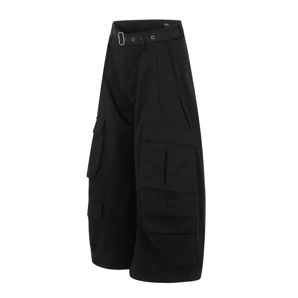 Safari Style Barrel Baggy Cargo Shorts Jorts — vista laterale