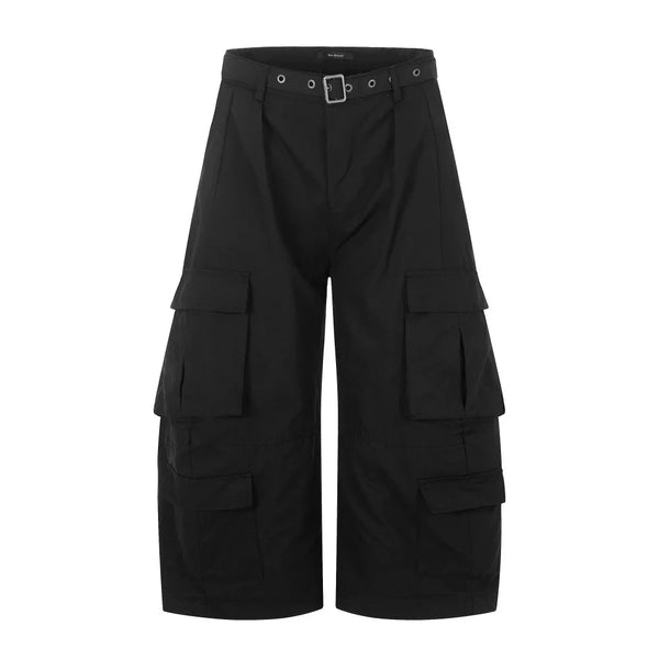 Safari Style Barrel Baggy Cargo Shorts Jorts — vista frontale