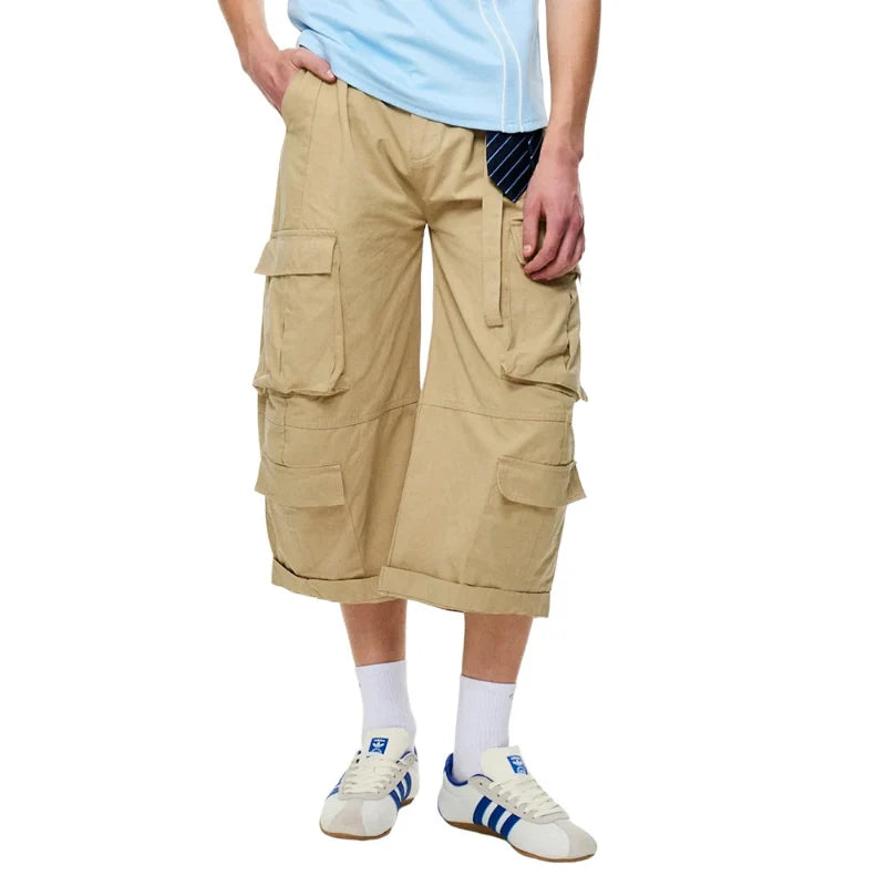 Safari Style Barrel Baggy Cargo Shorts Jorts — dettaglio