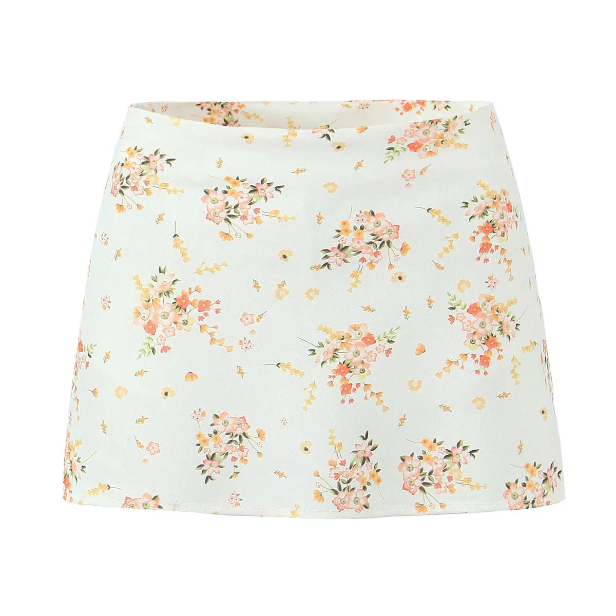 Satin Floral Print Mini Skirt — vista frontale