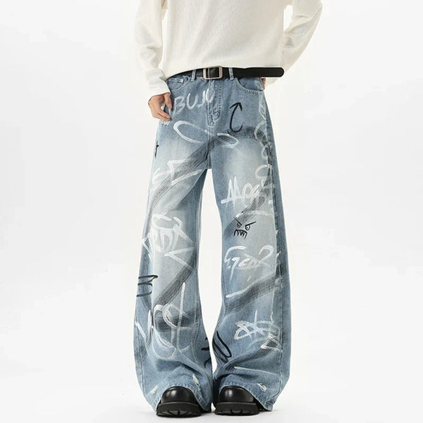 Scribble Graffiti Graphic Jeans — vista frontale