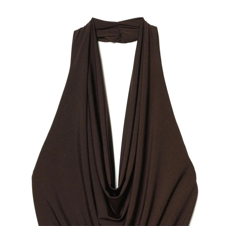 Sexy Backless Halter Plunge Low Cut Top — dettaglio