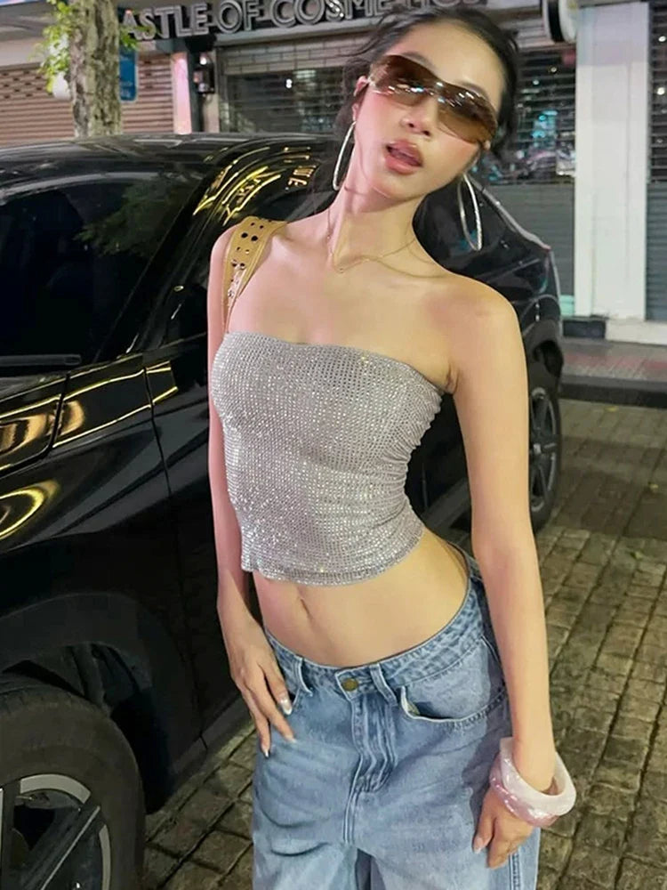 Sexy Shiny Sequin Bandeau Tube Top — dettaglio della stampa