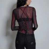 Sheer Long Sleeve Womens Top — dettaglio