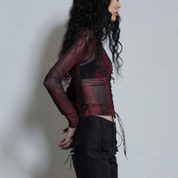 Sheer Long Sleeve Womens Top — dettaglio della stampa