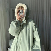 Sherpa Fleece Lined Hooded Jacket Coat — dettaglio del tessuto