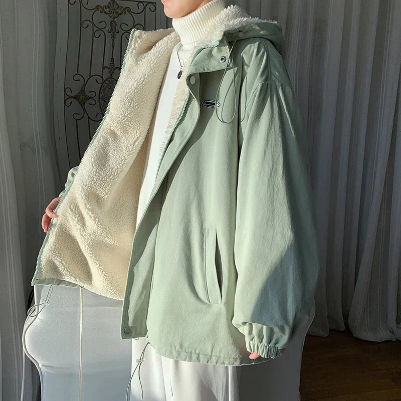 Sherpa Fleece Lined Hooded Jacket Coat — vista completa