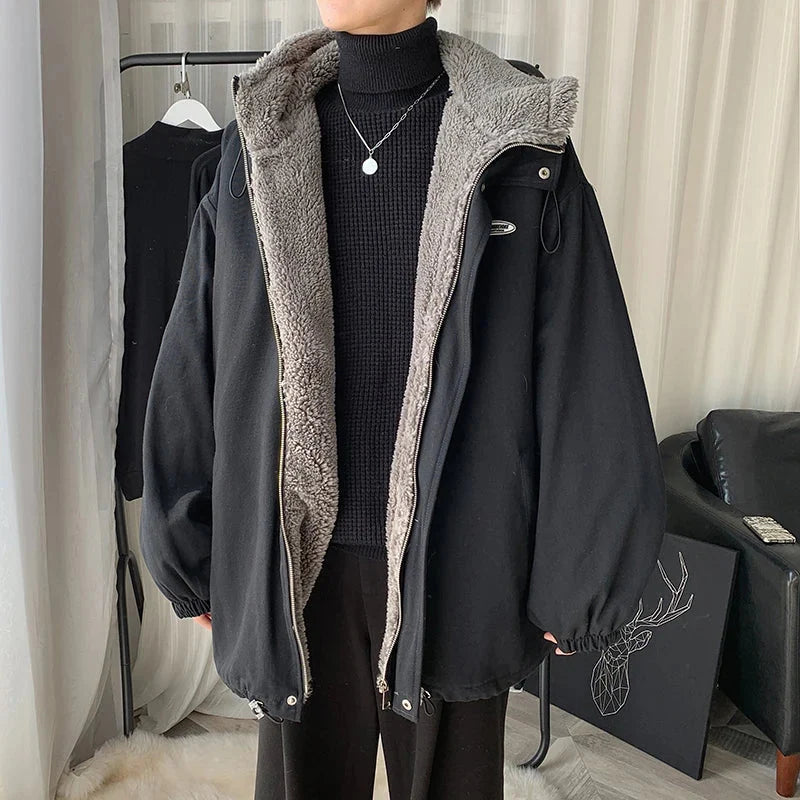 Sherpa Fleece Lined Hooded Jacket Coat — dettaglio della stampa