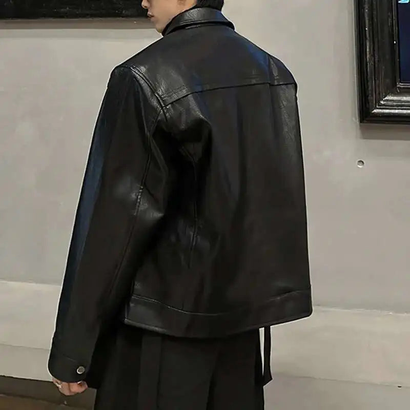 Shoulder Padded Mens Faux Leather Jacket — dettaglio della stampa
