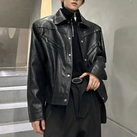 Shoulder Padded Mens Faux Leather Jacket — vista frontale