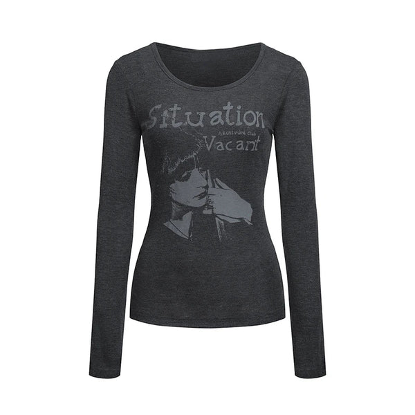 Situation Graphic Print Long Sleeve Top — vista frontale