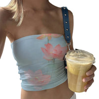 Slim Fit Floral Graphic Bandeau Tube Top — vista posteriore