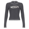 Y2K Slim Graphic Long Sleeve Top