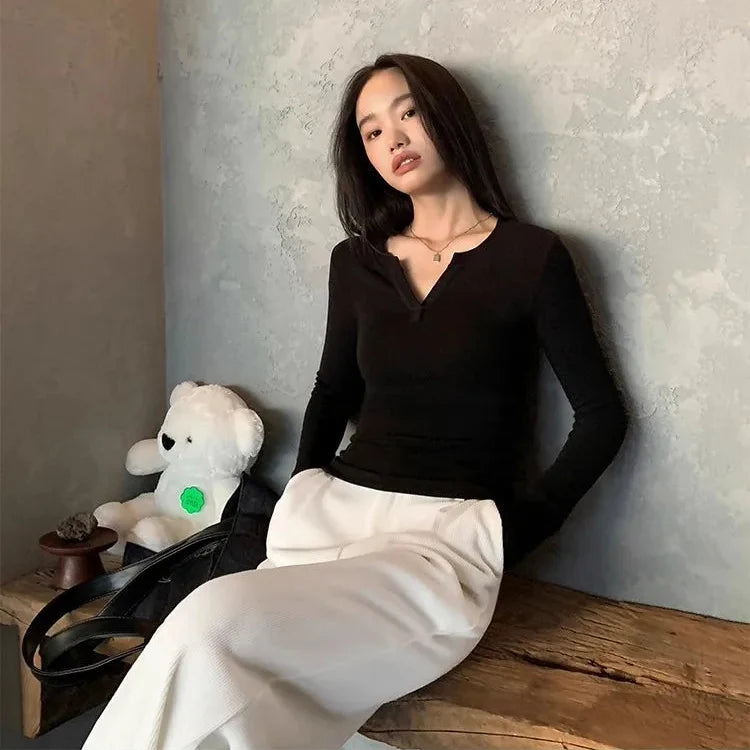 Slim Low Cut Long Sleeve Top — dettaglio del tessuto