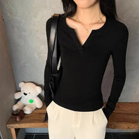 Slim Low Cut Long Sleeve Top — vista frontale