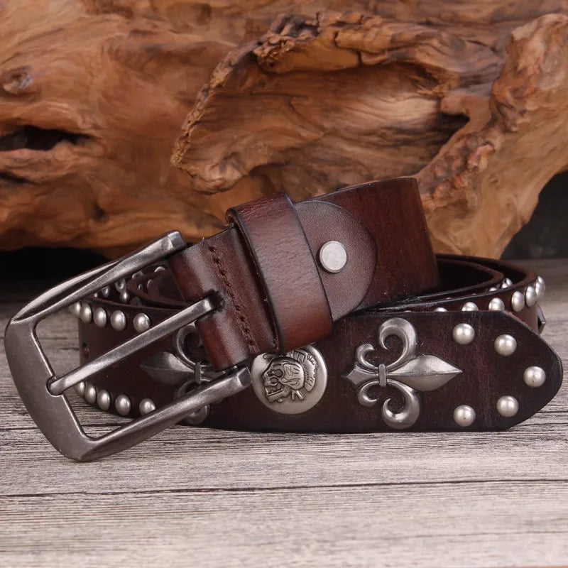 Spades High Rivet Studded Genuine Leather Belt — in alternativa