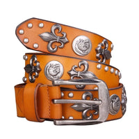 Spades High Rivet Studded Genuine Leather Belt — dettaglio del tessuto