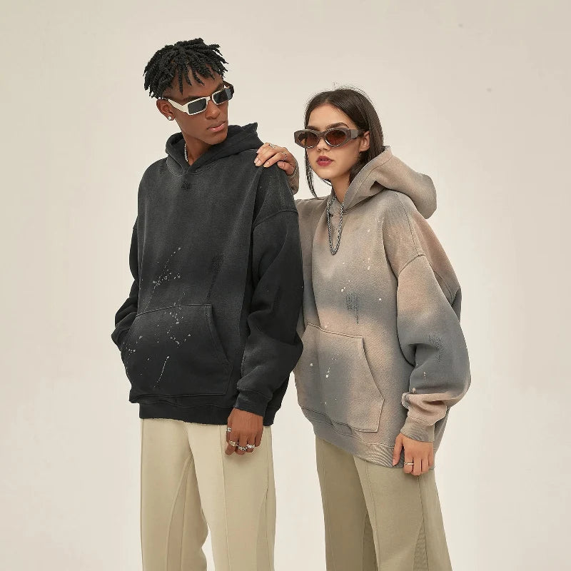 Speckled Ink Faded Distressed Baggy Hoodie — dettaglio della stampa
