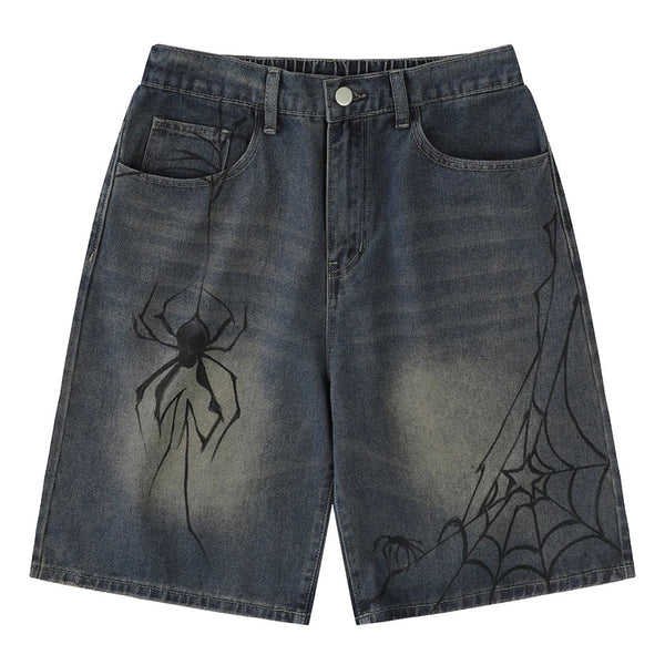 Spider Cobweb Graphic Jorts — vista frontale