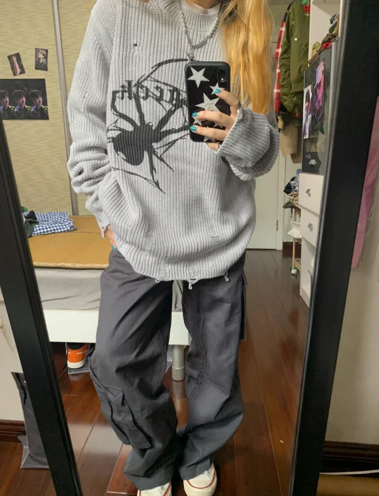 Spider Print Knitted Sweater — vista posteriore