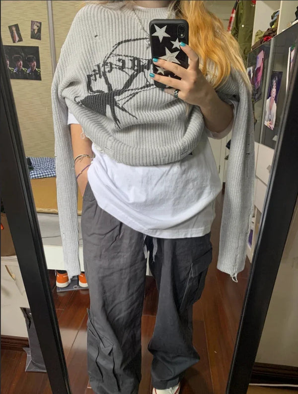 Spider Print Knitted Sweater — vista frontale