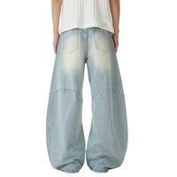 Spliced Light Baggy Denim Curved Barrel Jeans — dettaglio