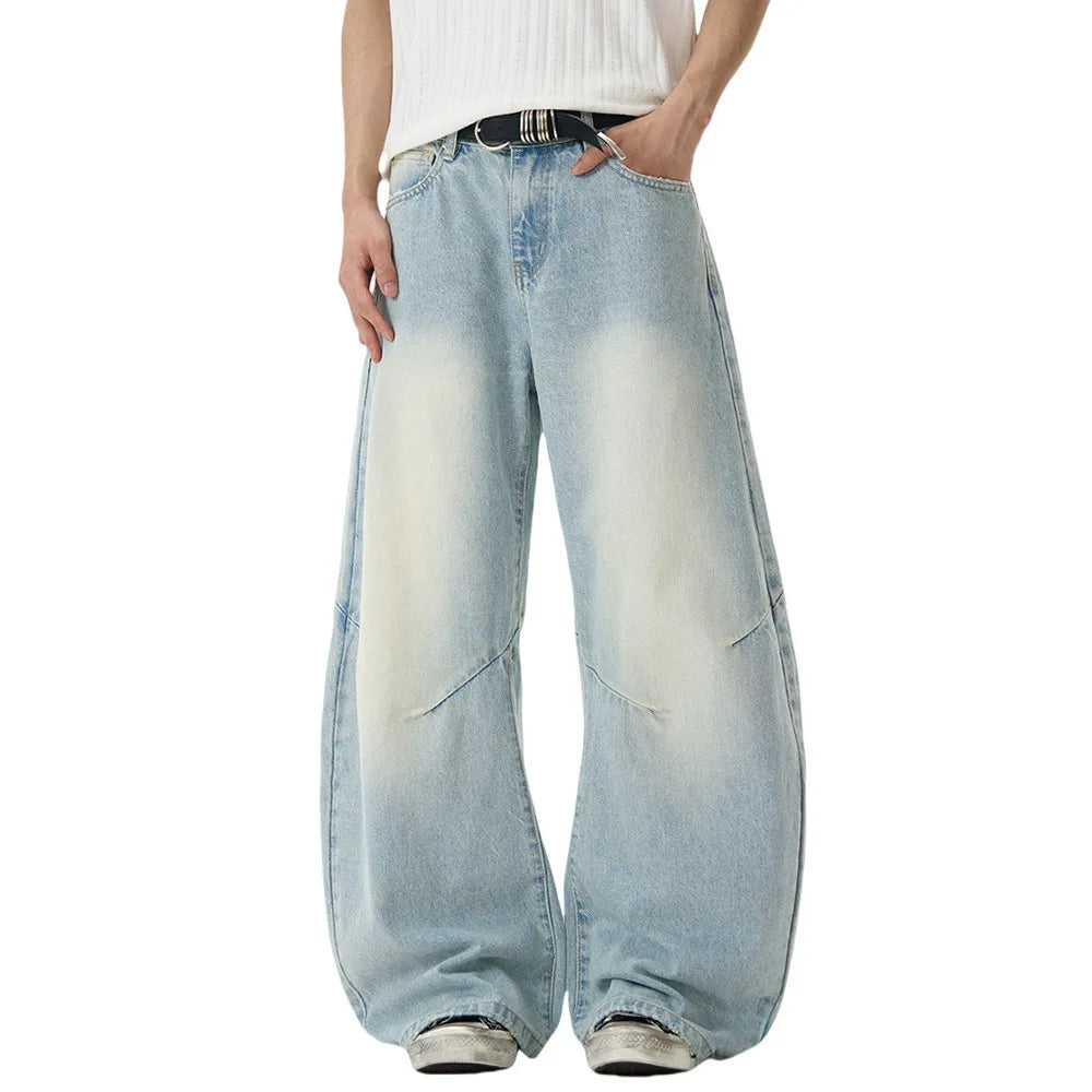 Spliced Light Baggy Denim Curved Barrel Jeans — dettaglio della stampa