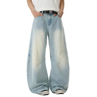 Spliced Light Baggy Denim Curved Barrel Jeans — vista posteriore