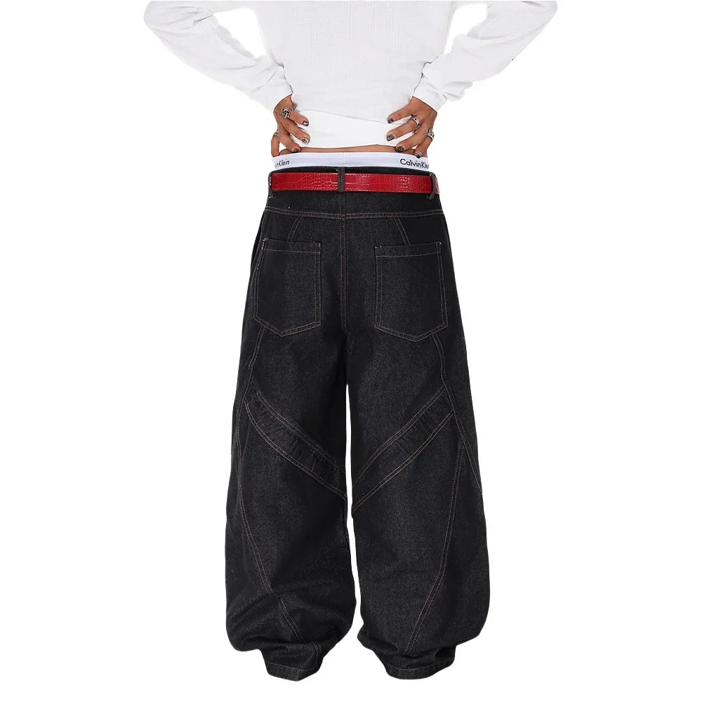 Spliced Patchwork Wide Leg Baggy Jeans — dettaglio della stampa