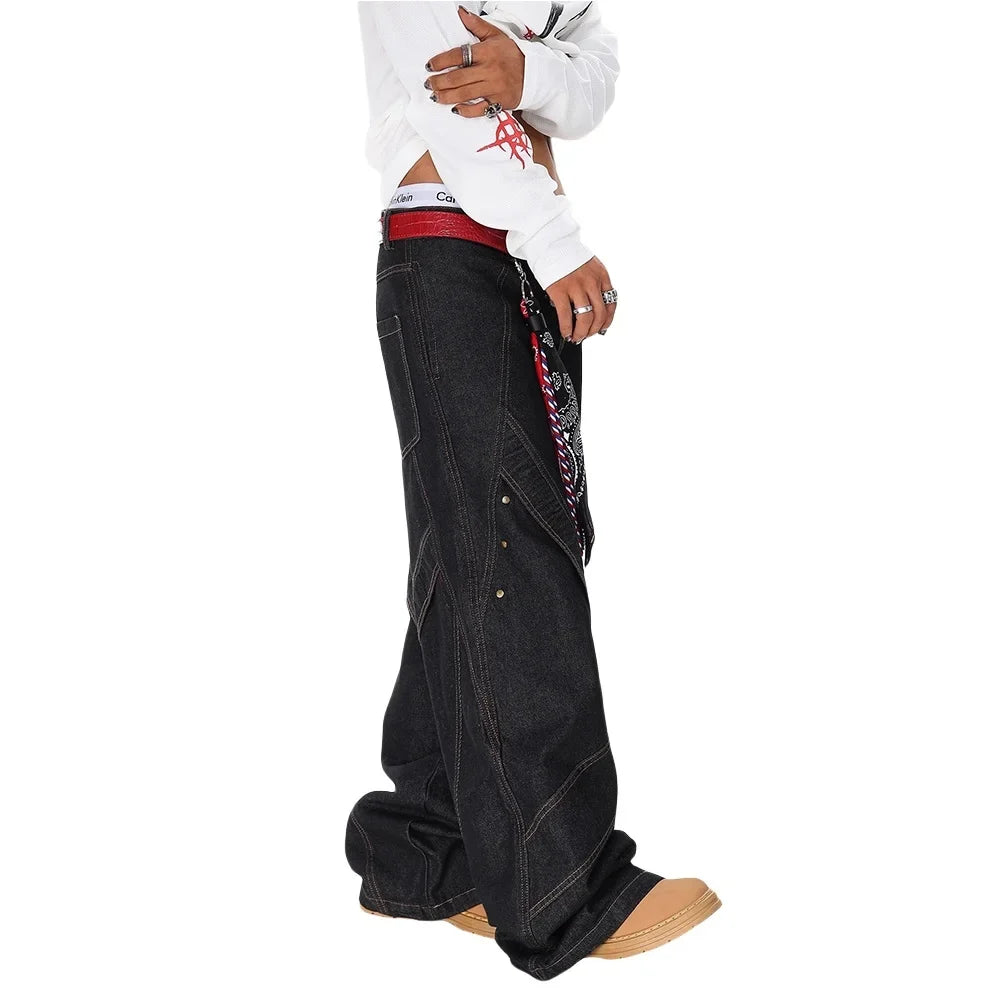 Spliced Patchwork Wide Leg Baggy Jeans — in alternativa
