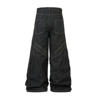 Spliced Patchwork Wide Leg Baggy Jeans — dettaglio del tessuto