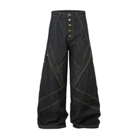 Spliced Patchwork Wide Leg Baggy Jeans — vista frontale