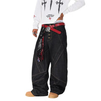Spliced Patchwork Wide Leg Baggy Jeans — vista posteriore
