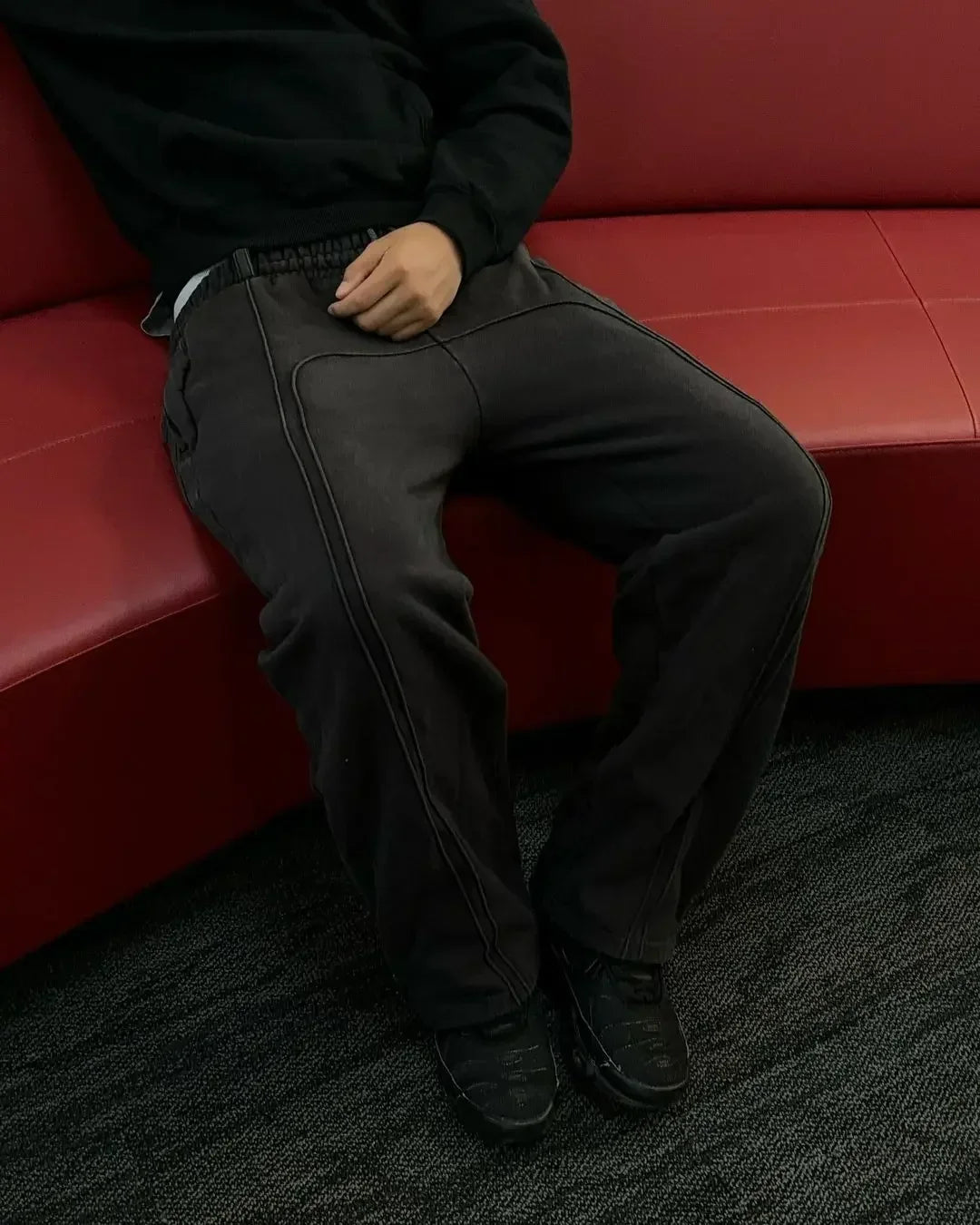 Spliced Straight Leg Sweatpants Jogger Trousers — vista completa