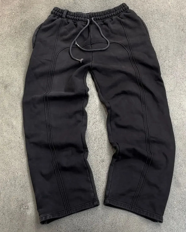 Spliced Straight Leg Sweatpants Jogger Trousers — vista frontale
