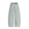 Y2K Spliced Washed Baggy Denim Curved Barrel Jeans